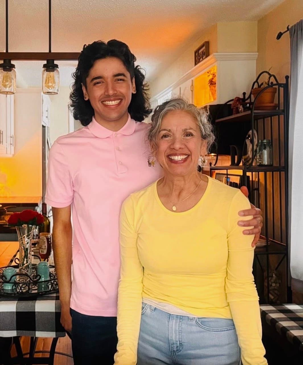 Garrett with his mom at home